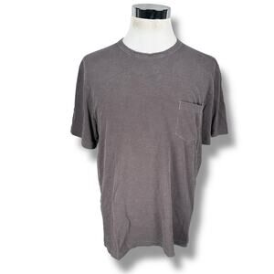 Faherty T-Shirt Men’s XL‎ Gray 100% Cotton Chest Pocket Short Sleeve Faded